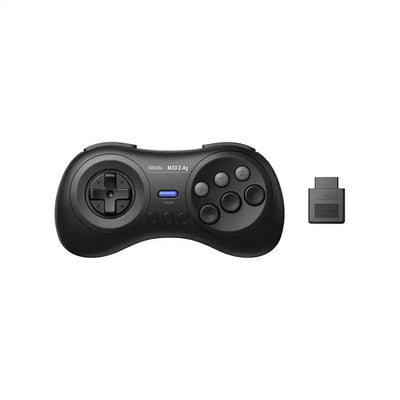 Czarny kontroler bezprzewodowy retro z odbiornikiem USB do gier, ergonomiczny układ przycisków