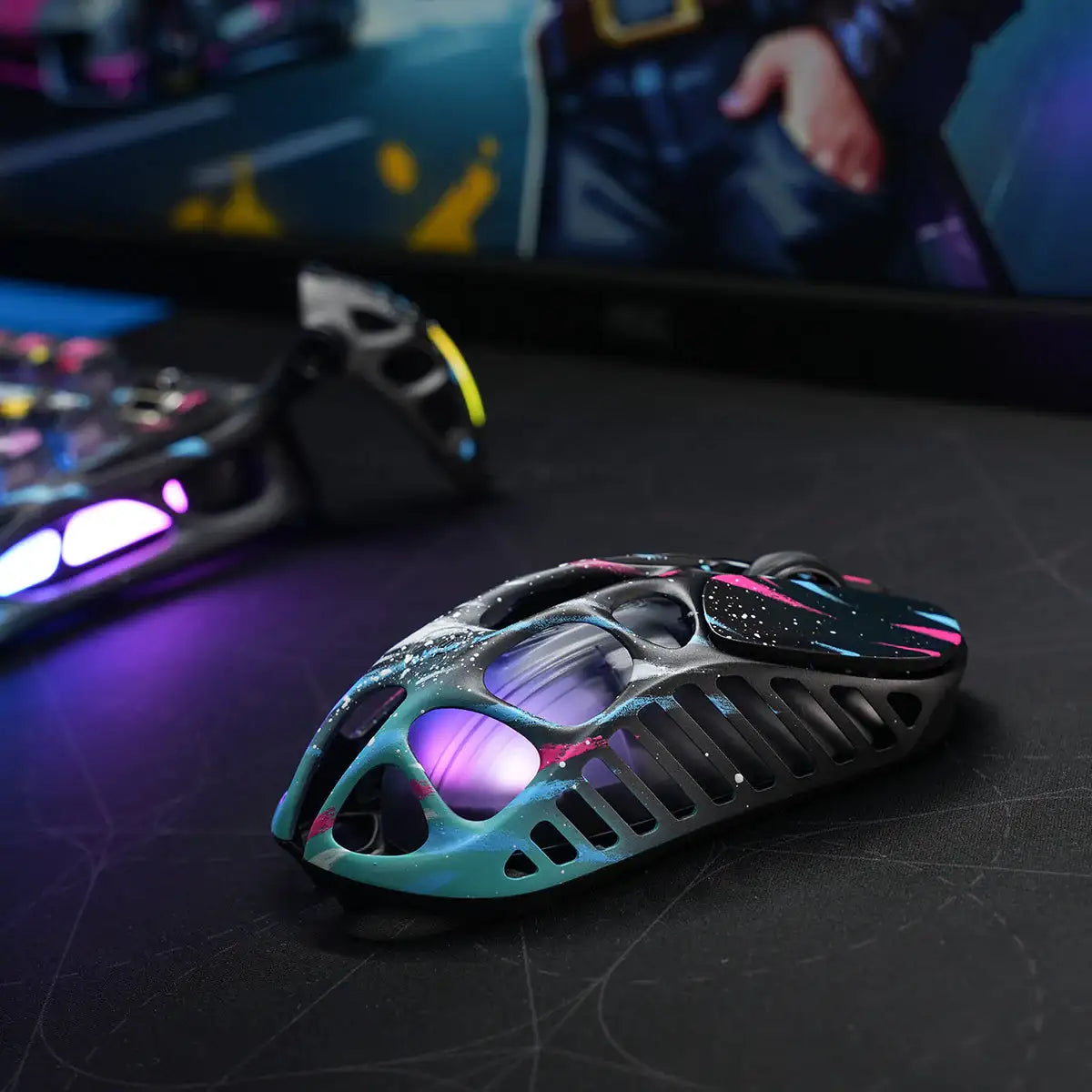 GravaStar - Mercury X Pro Special Edition Neon Graffiti Wireless Gaming Mouse - Bezprzewodowa Myszka Gamingowa