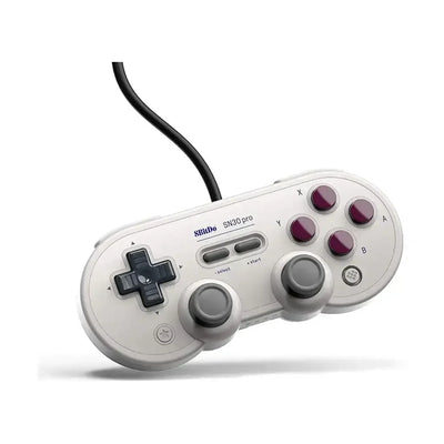 Przewodowy gamepad retro 8BitDo SN30 pro, szary, z joystickami i przyciskami gamingowymi