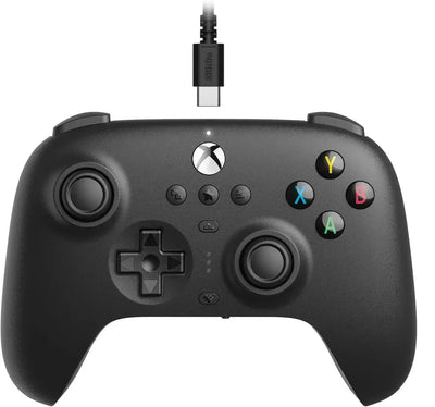 Czarny kontroler do gier z przyciskami ABXY i złączem USB-C, nowoczesny pad gamingowy