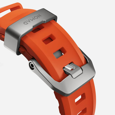 Pomarańczowy pasek do zegarka z metalową klamrą, akcesorium do smartwatcha