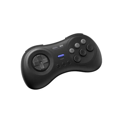 Czarny bezprzewodowy gamepad Bluetooth 8BitDo M30 do gier retro i PC, widok z przodu