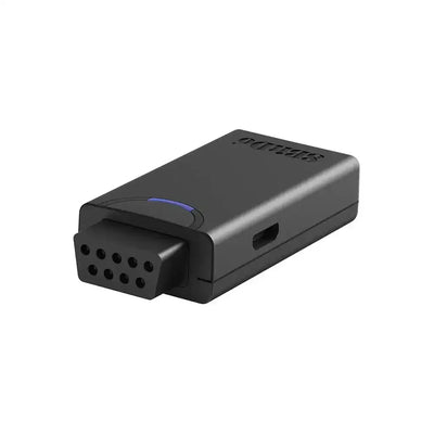 Czarny odbiornik retro USB do konsoli Mega Drive Genesis, widok z boku