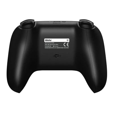 Czarny kontroler Bluetooth 8Bitdo widok od tyłu, ergonomiczny design, przyciski na górze