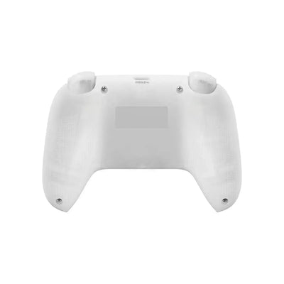 biały kontroler przewodowy do Xbox widziany od tyłu, ergonomiczny design, akcesoria gamingowe