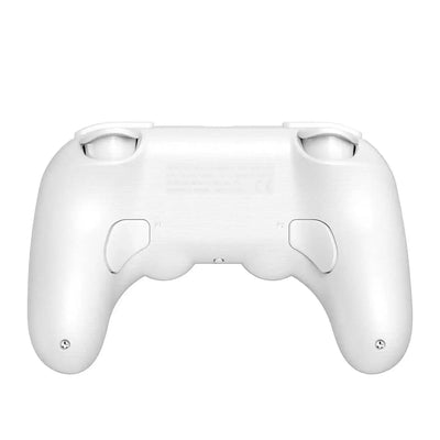biały przewodowy kontroler do Xbox, widok od tyłu, ergonomiczne uchwyty i przyciski