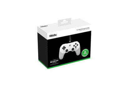 Opakowanie kontrolera przewodowego 8BitDo Pro 2 do Xbox, biały pad gamingowy