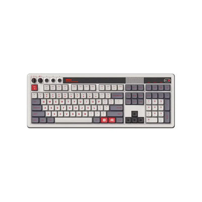 mechaniczna klawiatura retro 108 klawiszy, szaro-czerwona, styl vintage, keycapy, home office