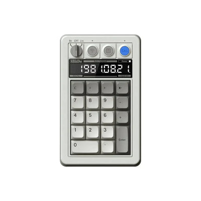 Mechaniczny numpad retro w odcieniach szarości, wyświetlacz LED, klawisze funkcyjne