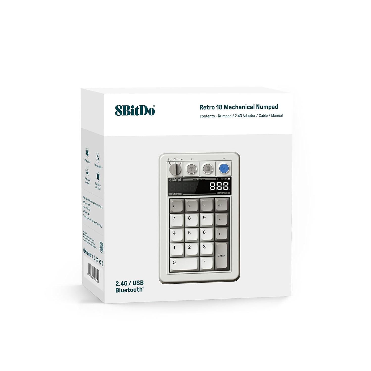 8BitDo - Retro 18 Mechanical Numpad - Klawiatura Numeryczna Bezprzewodowa Retro z Kalkulatorem