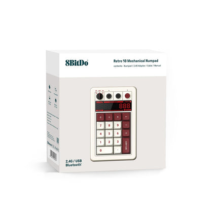 8BitDo - Retro 18 Mechanical Numpad - Klawiatura Numeryczna Bezprzewodowa Retro z Kalkulatorem
