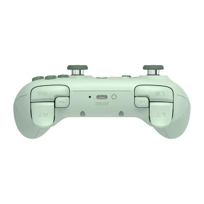 zielony bezprzewodowy kontroler do gier, widok od tyłu, port USB-C, przyciski LB, LT, RB, RT