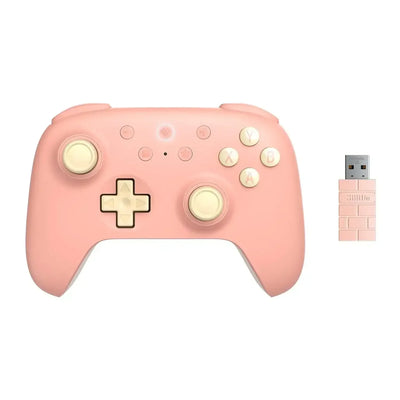Różowy bezprzewodowy kontroler do gier z adapterem USB, pastelowy design