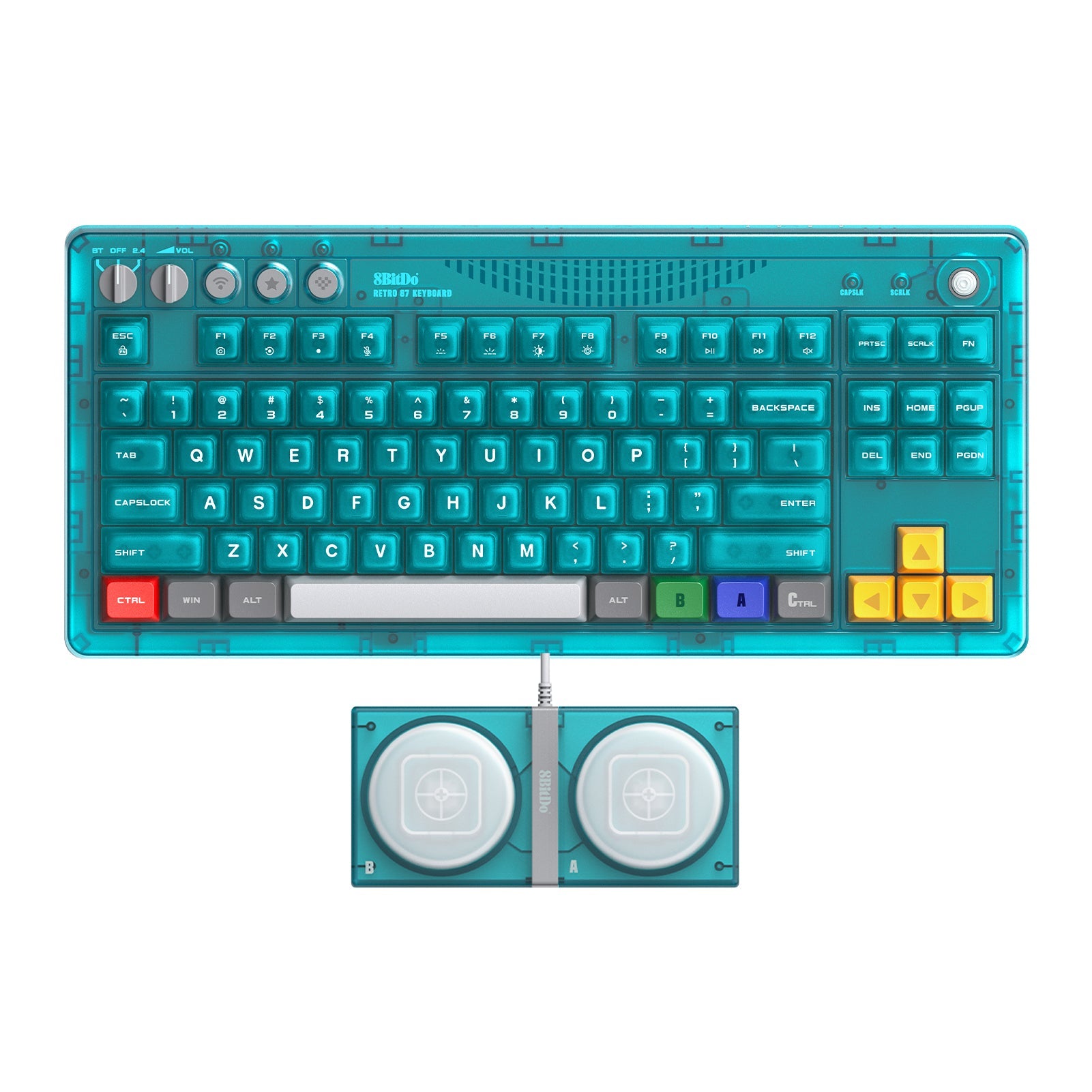 8BitDo - Retro 87 Mechanical Keyboard Clear Blue - Bezprzewodowa Klawiatura Mechaniczna