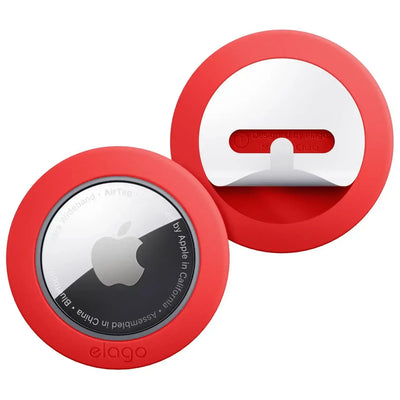 Czerwone etui ochronne do Apple AirTag, okrągły kształt, akcesorium biurowe