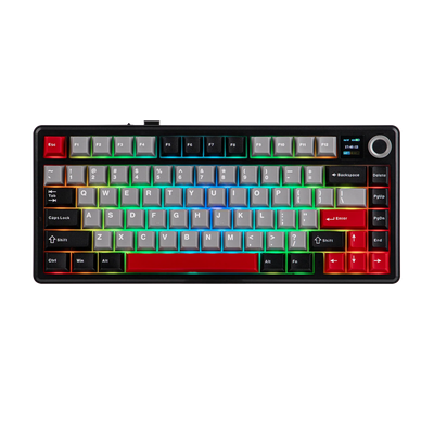 AULA - F75 MAX Mechanical Keyboard with TFT Screen - Klawiatura Mechaniczna - Black + Red