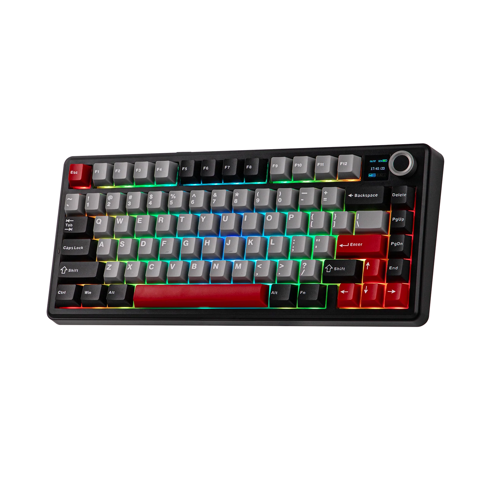 AULA - F75 MAX Mechanical Keyboard with TFT Screen - Klawiatura Mechaniczna - Black + Red