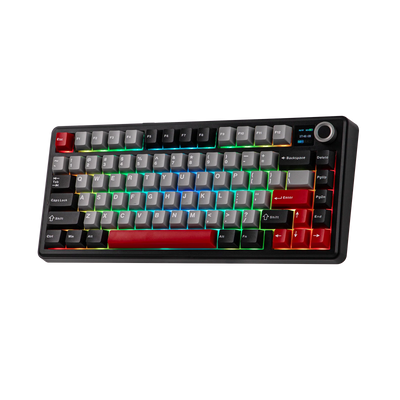 AULA - F75 MAX Mechanical Keyboard with TFT Screen - Klawiatura Mechaniczna - Black + Red