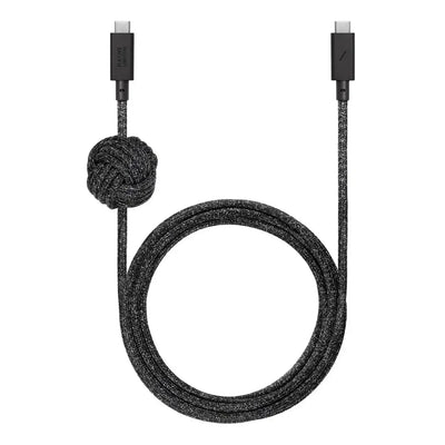 pleciony kabel USB-C do USB-C z ozdobnym węzłem, akcesoria biurowe do desk setupu
