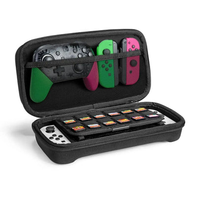 Etui na Nintendo Switch z miejscem na pady, gry i akcesoria, czarne, organizer gamingowy