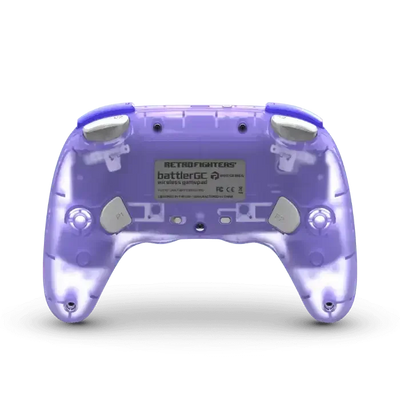 Bezprzewodowy gamepad BattlerGC, przezroczysty fioletowy, widok od tyłu