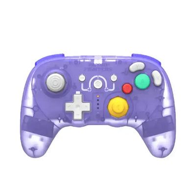 Fioletowy przezroczysty gamepad BattlerGC Pro z kolorowymi przyciskami, kontroler do gier