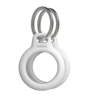 Białe etui na AirTag z kółkiem do kluczy, dwupak, minimalistyczny design