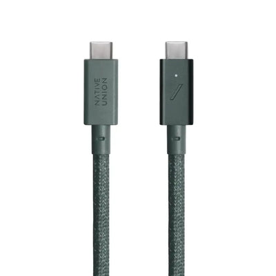 Przewód USB-C do USB-C w kolorze zielonym, pleciony, do akcesoriów biurowych i ładowania.