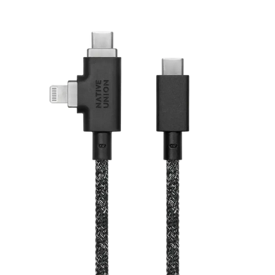 Native Union - Belt Cable Duo Pro 2.4M 240W (USB-C to USB-C & Lightning) - Kabel USB-C do USB-C i Lightning