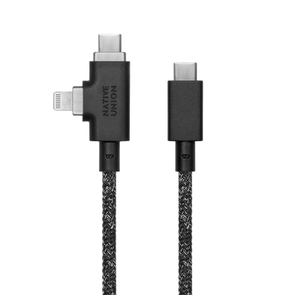 Native Union - Belt Cable Duo Pro 2.4M 240W (USB-C to USB-C & Lightning) - Kabel USB-C do USB-C i Lightning