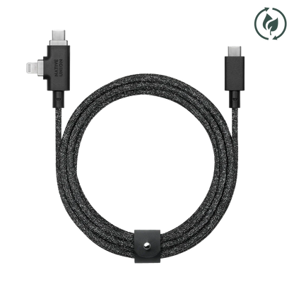 Native Union - Belt Cable Duo Pro 2.4M 240W (USB-C to USB-C & Lightning) - Kabel USB-C do USB-C i Lightning
