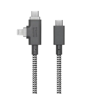 Native Union - Belt Cable Duo Pro 2.4M 240W (USB-C to USB-C & Lightning) - Kabel USB-C do USB-C i Lightning