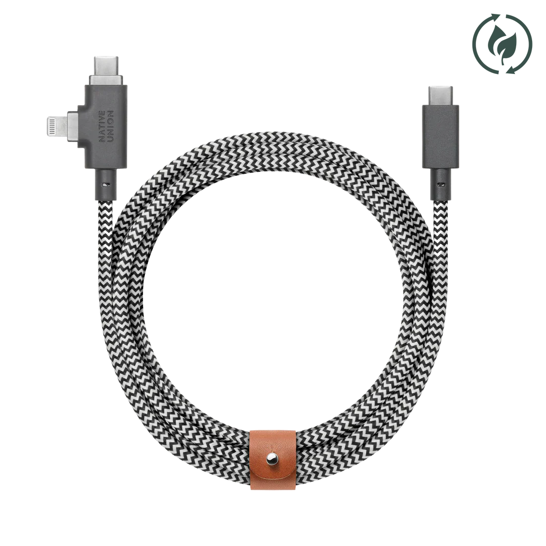 Native Union - Belt Cable Duo Pro 2.4M 240W (USB-C to USB-C & Lightning) - Kabel USB-C do USB-C i Lightning