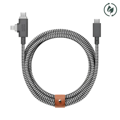 Native Union - Belt Cable Duo Pro 2.4M 240W (USB-C to USB-C & Lightning) - Kabel USB-C do USB-C i Lightning
