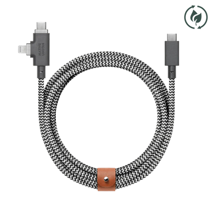 Native Union - Belt Cable Duo Pro 2.4M 240W (USB-C to USB-C & Lightning) - Kabel USB-C do USB-C i Lightning