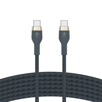 Czarny kabel USB-C do USB-C w oplocie, akcesorium biurowe do home office