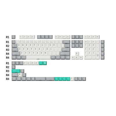 Zestaw keycapów PBT Cherry Profile w kolorach szary, biały i miętowy do klawiatury mechanicznej