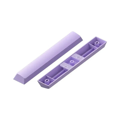 Fioletowy keycap spacebar do klawiatury mechanicznej, widok z góry i od spodu