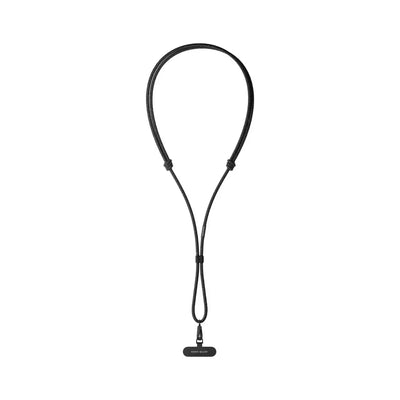 Czarny pasek na szyję do kluczy lub identyfikatora, minimalistyczny design, akcesorium biurowe