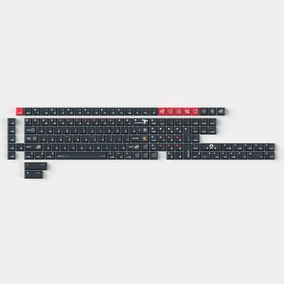Zestaw ciemnych keycapów PBT Cherry profile z motywem kosmicznym, akcesoria do klawiatury mechanicznej.