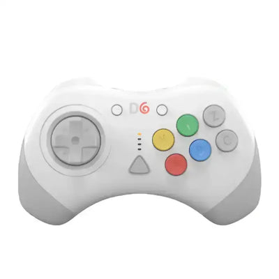 Biały gamepad do gier z kolorowymi przyciskami, ergonomiczny kontroler PC