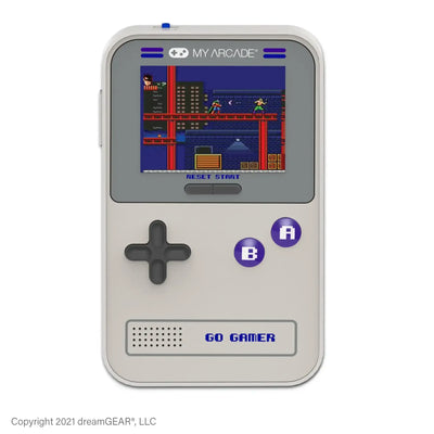 Przenośna retro konsola do gier Go Gamer Classic, ekran z grą, fioletowe przyciski