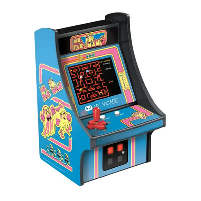 Miniaturowy automat arcade Ms. Pac-Man retro do gier, kolorowy joystick, ekran LED