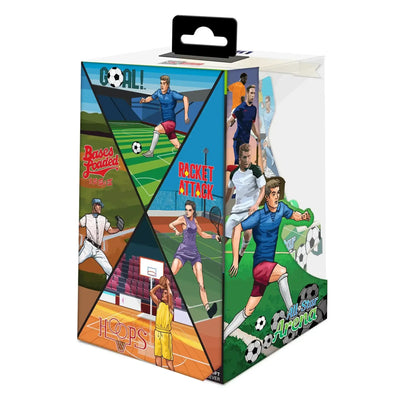 Opakowanie z grafikami sportowców do piłki nożnej, koszykówki, tenisa i baseballu