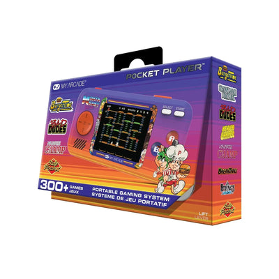 Przenośna konsola do gier retro Pocket Player na kolorowym opakowaniu, 300 gier