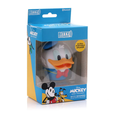 Przenośny głośnik Bluetooth Donald Duck w opakowaniu, gadżet biurowy na biurko.