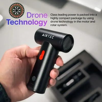 Kompaktowa dmuchawa AIRTEC z technologią dronową, idealna do biurka i home office.