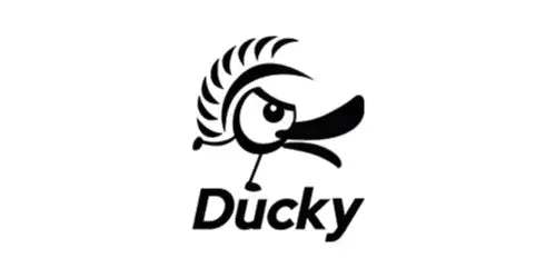 Logo Ducky z czarnym kaczorem, dedykowane klawiaturom mechanicznym i akcesoriom biurowym