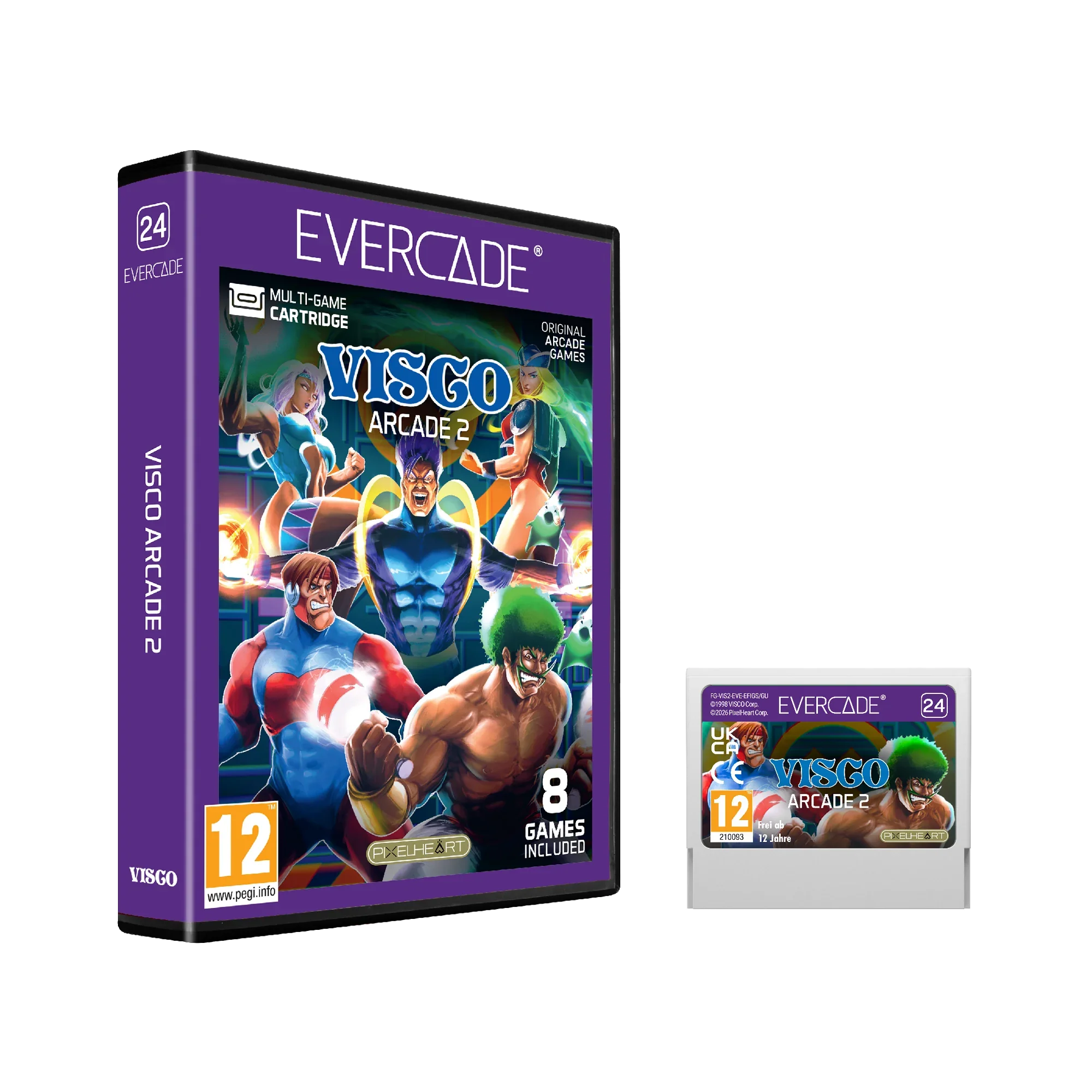 Pudełko i karta gry Visco Arcade 2 z 8 klasycznymi grami arcade, wiek 12+
