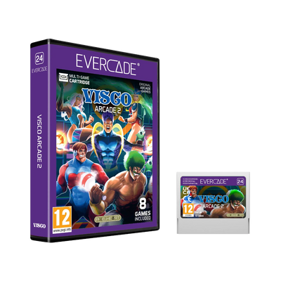 Pudełko i karta gry Visco Arcade 2 z 8 klasycznymi grami arcade, wiek 12+